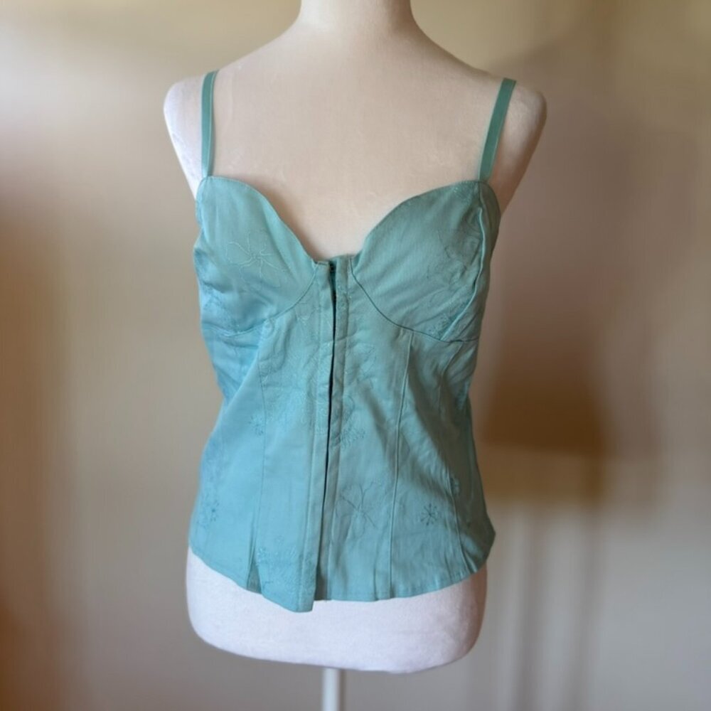Turquoise Blue Y2K Floral Mermaid Summer Corset Women's Top Size Large